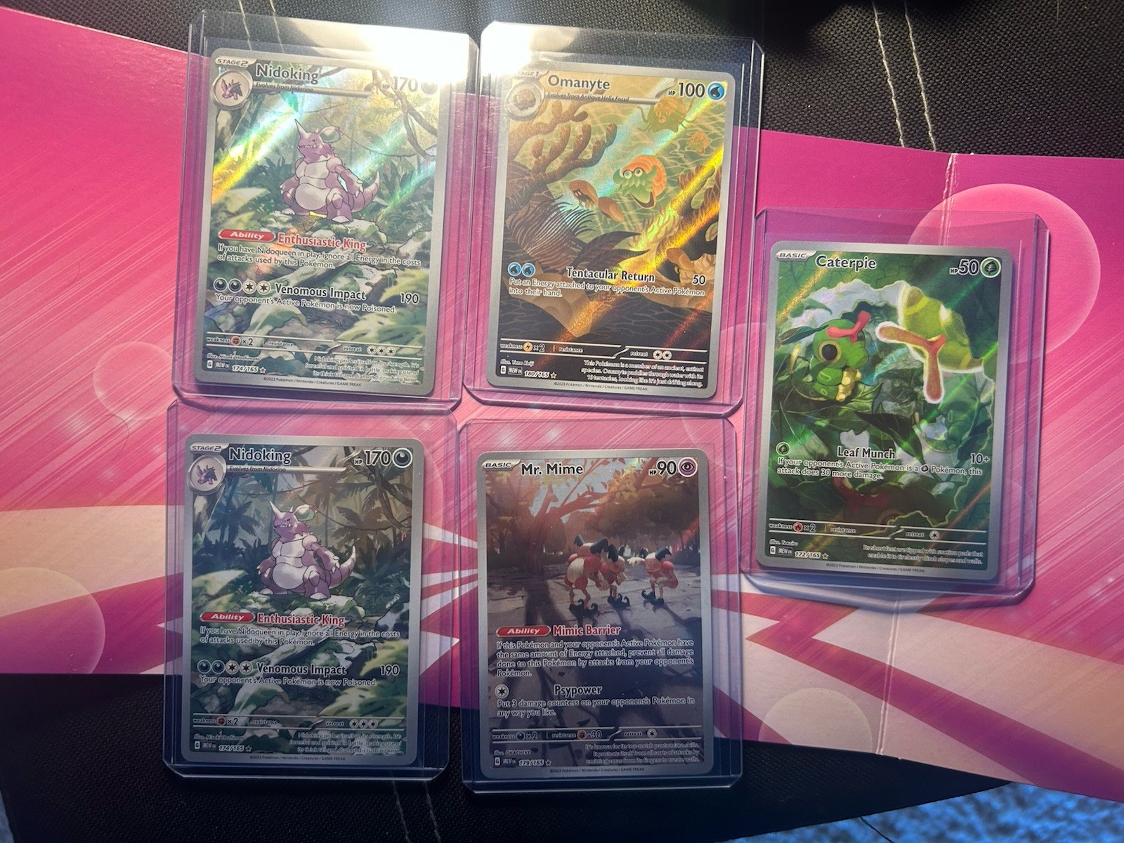 Pokemon S&V 151 Illustration Rare Lot: Nidoking, Mr.Mime, Caterpie, Omanyte