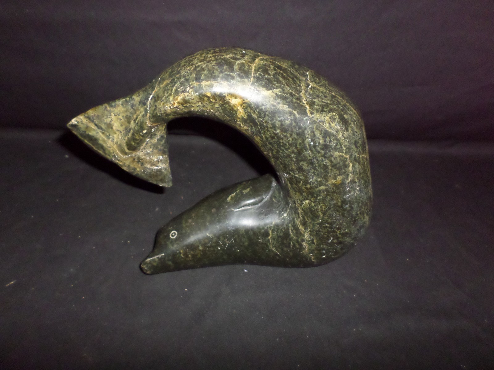 Fine Antique Native American Alaskan Cape Dorset Carved Serpentine Whale 10lb