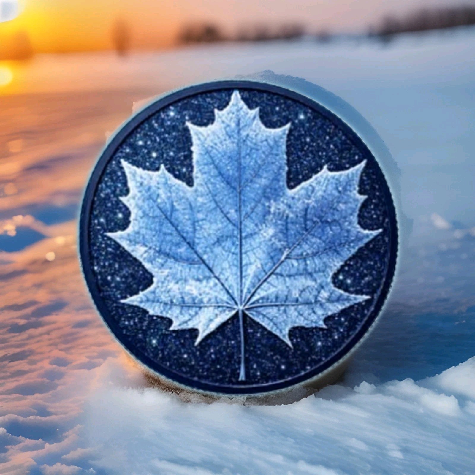1oz Winter Maple featuring Dual Sided Diamond Dust with Box/Display Limited Mint