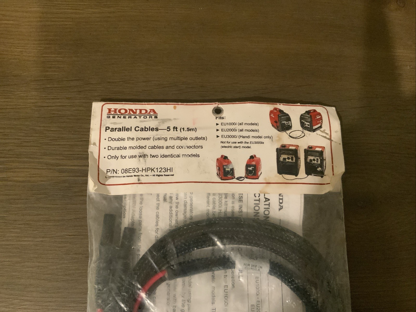 Honda Parallel Cables Generator EU1000i/EU2000i-C/EU3000i Handy 08E93-HPK123HI