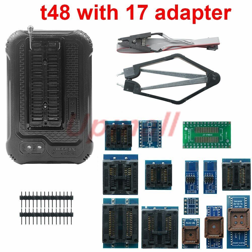 T48 TL866II Plus High speed Universal Programmer+Adapters+Test Clip PIC Bios