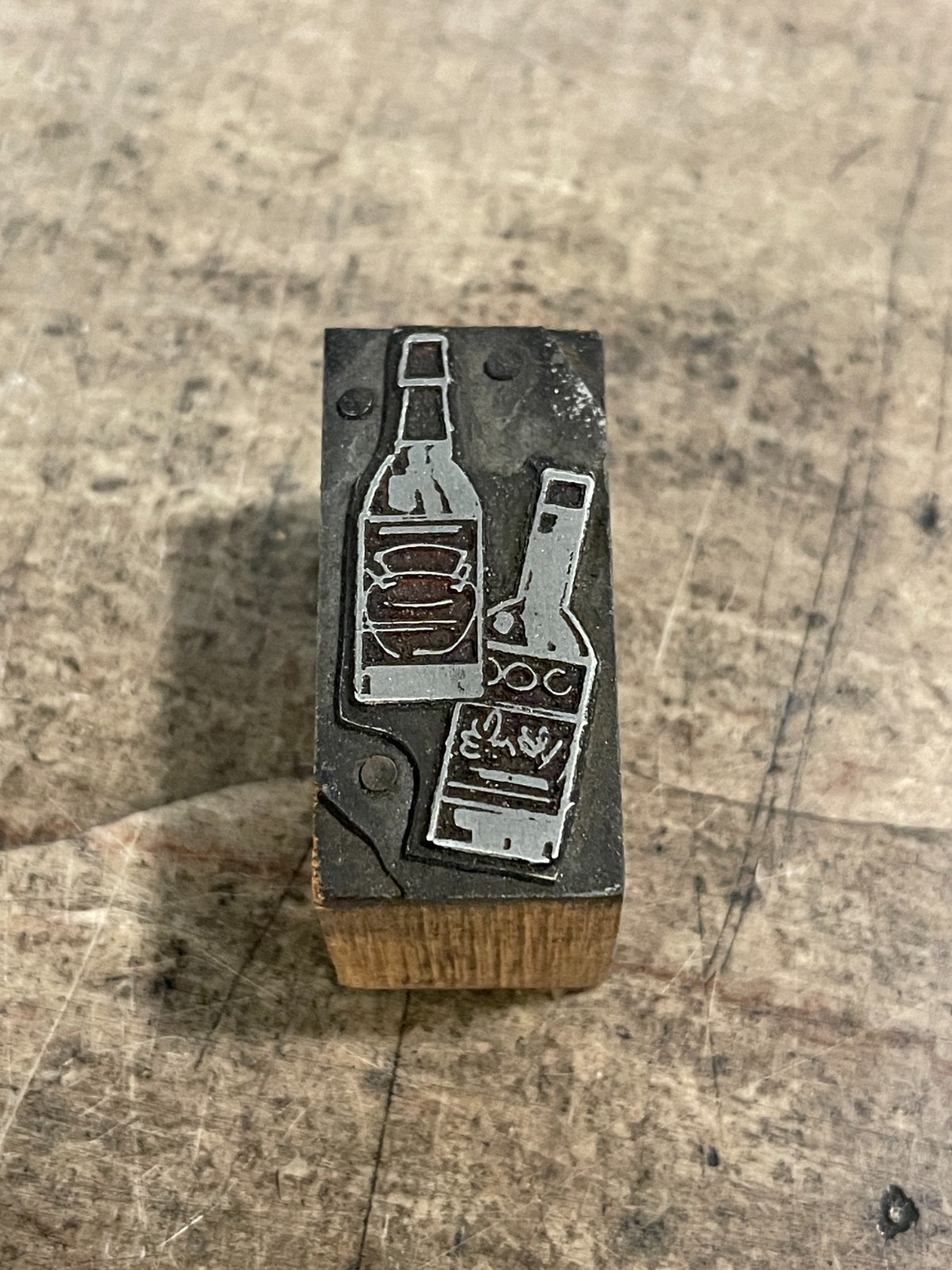 Printing Letterpress Printers Block Cocktails 2 Liquor Bottles Bartending (579)