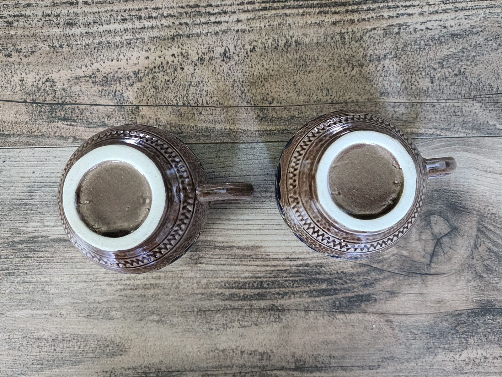 Marzi and Remy German Mug Set | Salt Glazed Stoneware | Brown Blue | Set 2