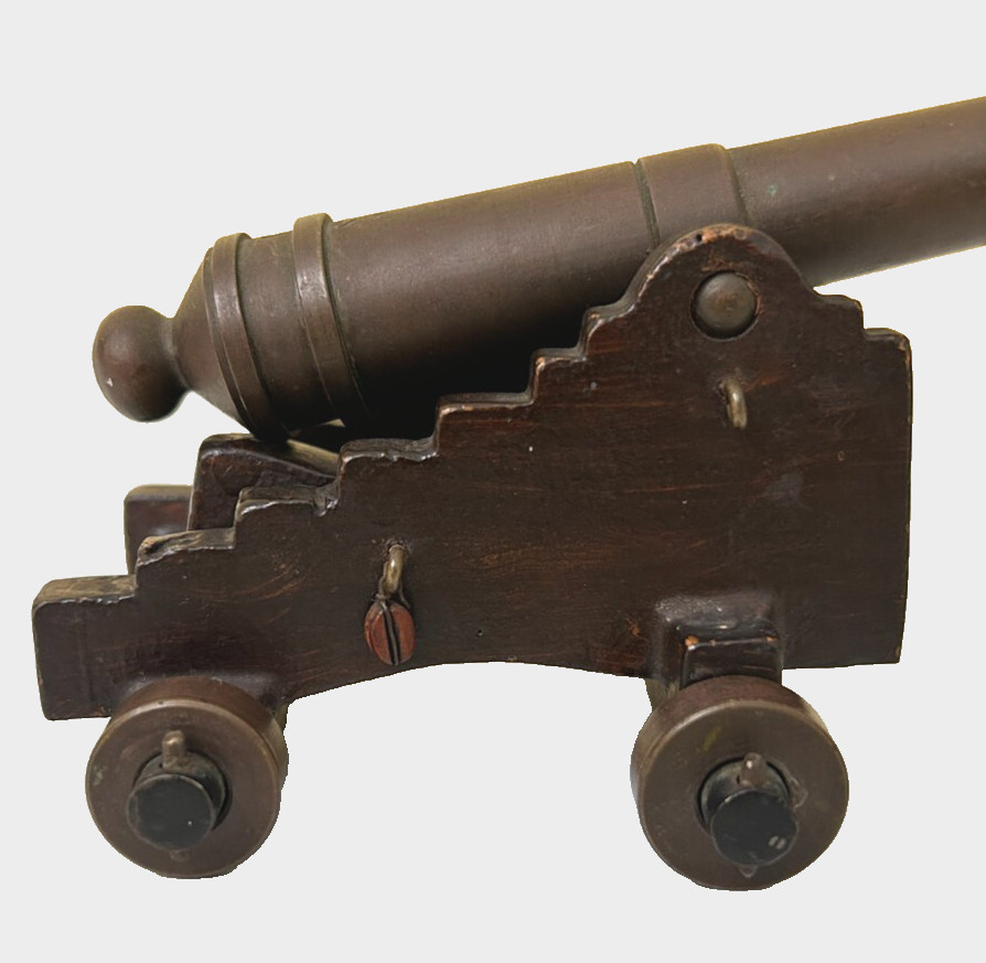 Reproduction U.S. Garrison Cannon Cast Iron With Brass Barrel Exceptional Detail
