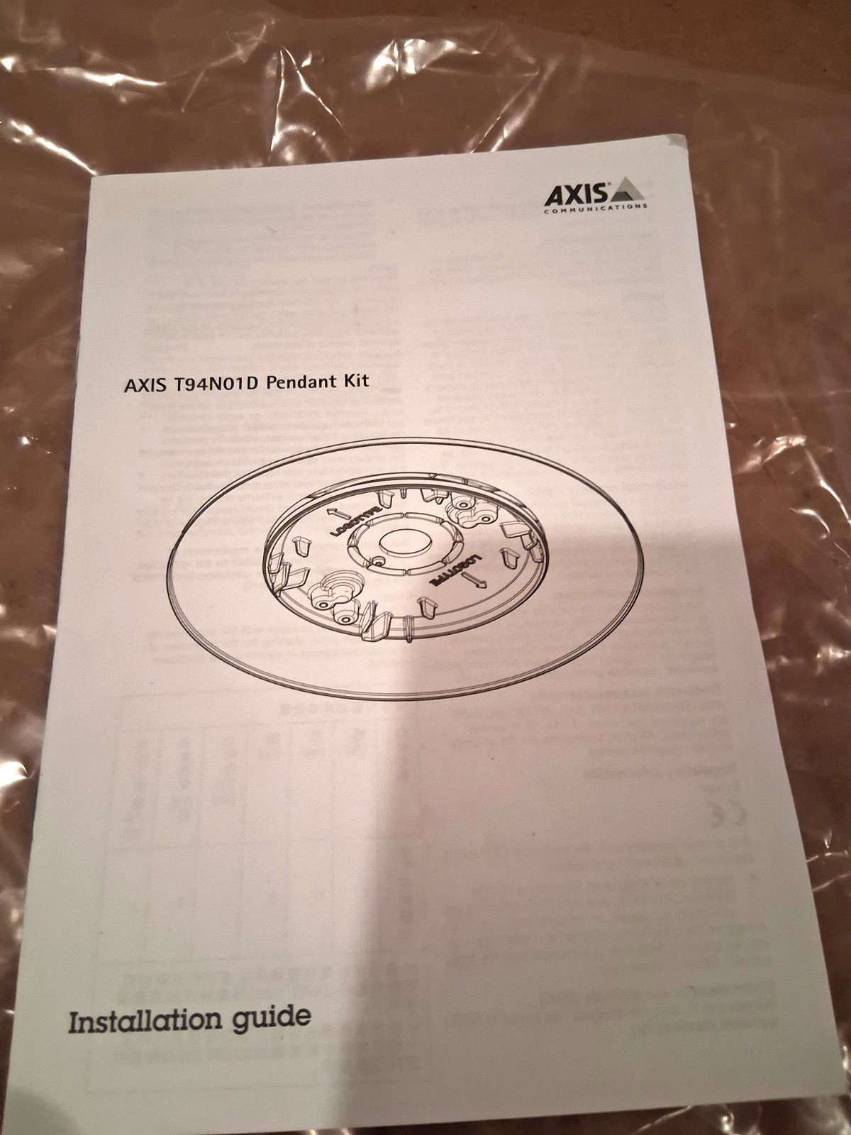 AXIS T94N01D Pendant Kit Camera housing mounting kit pendant mountable 01513-001