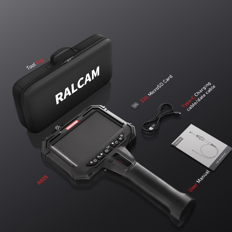 Ralcam Two-Way Borescope 5.5mm Industrial Endoscope Camera with Light 5ftFlexibl