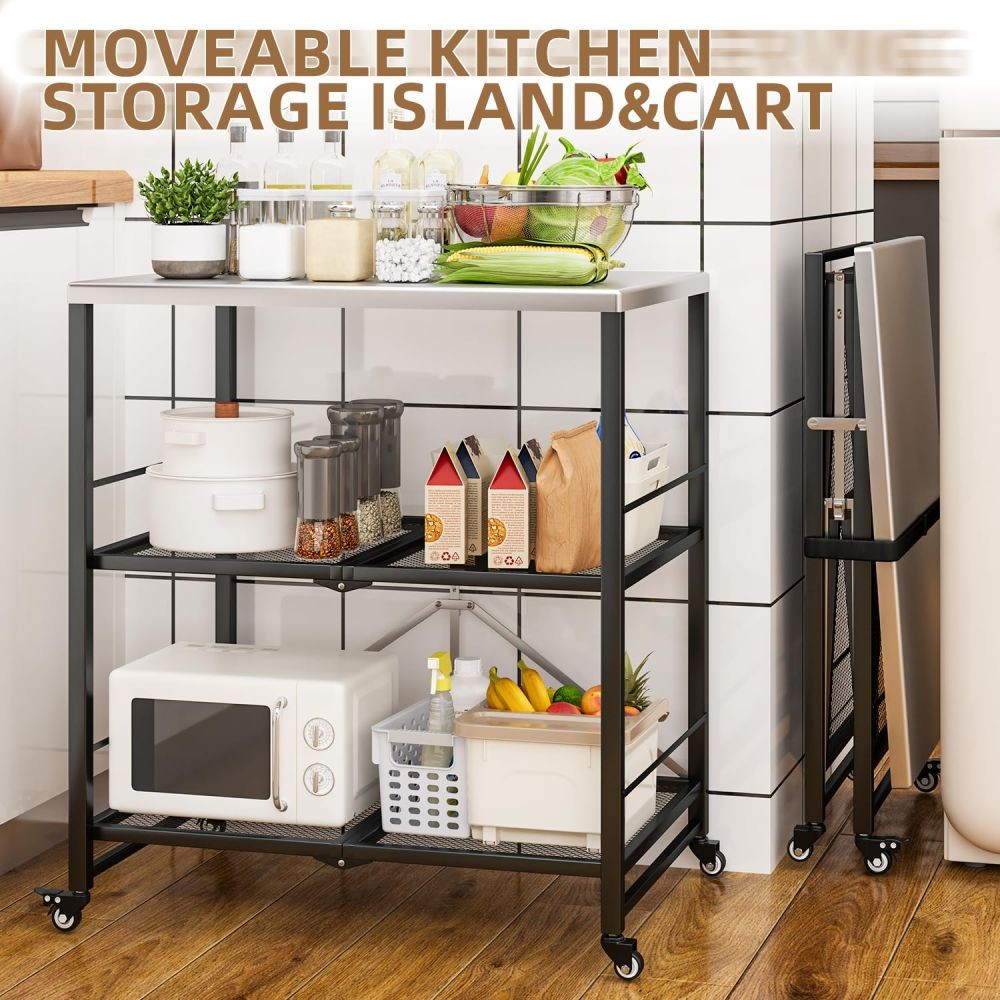 Outdoor Grill Cart Patio Grill Table Portable Rolling Cart Folding Prep Table