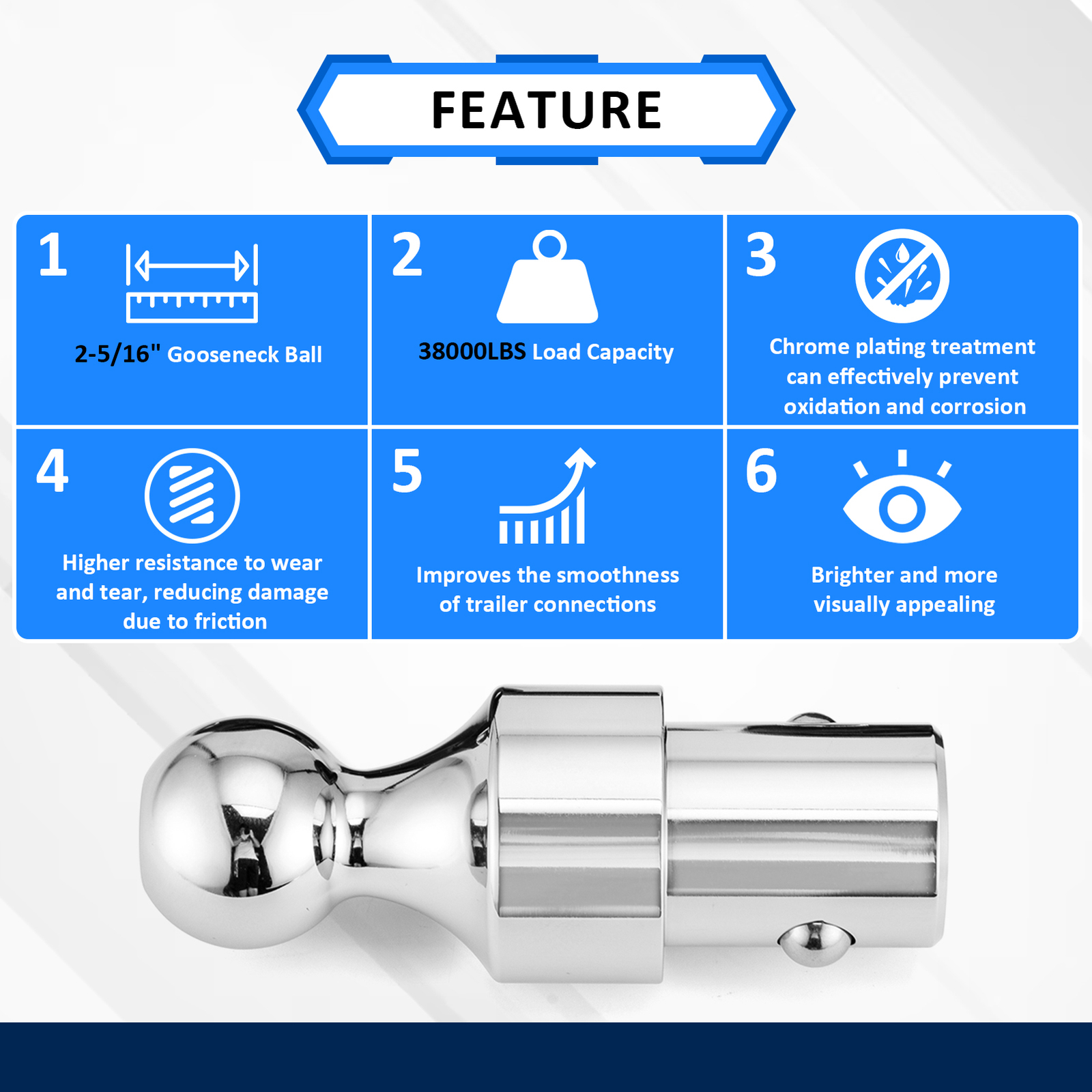 Puck System Gooseneck Hitch Ball Kit , 2-5/16" for 16-24 Silverado 2500HD/3500HD