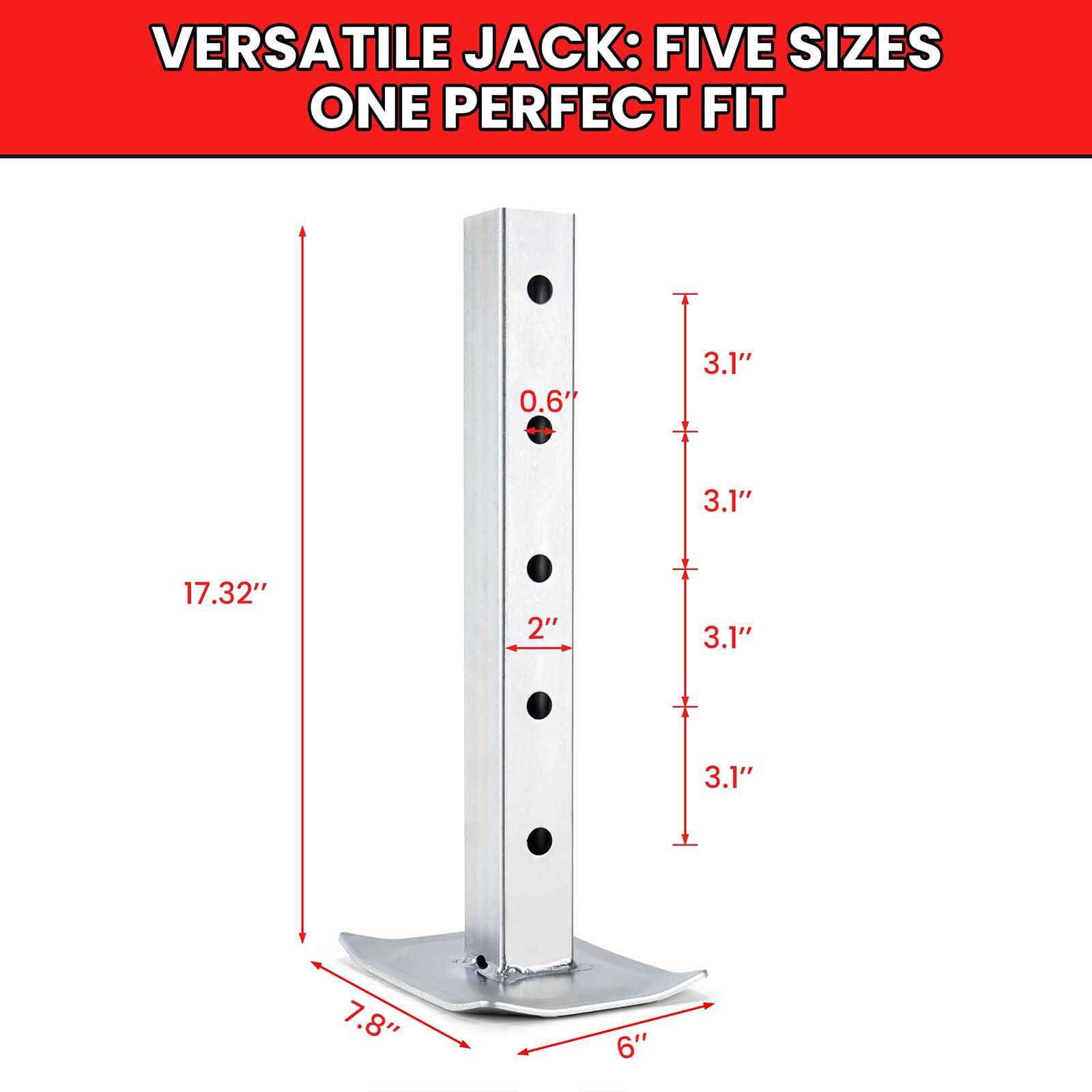 8000 lbs Weld-on Trailer Jack with 15" Lift Side Wind, 13" Adjustable Drop Leg