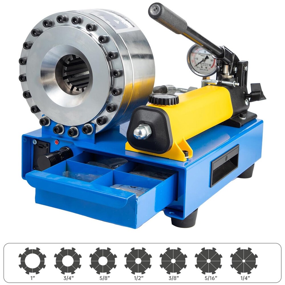 5600KN Hydraulic Hose Crimper Pipe Clamping Machine w/ 8 Sets Dies 10mm-30m New