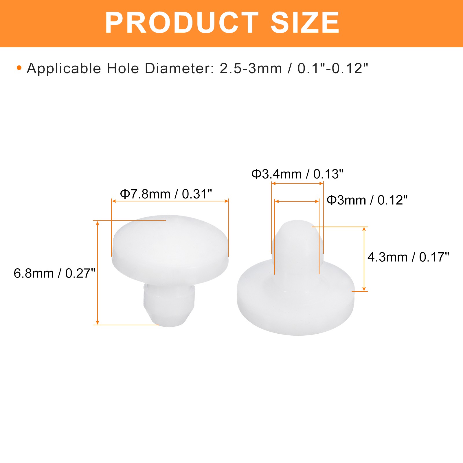 25Pcs Silicone Plugs Rubber Round Hole Plugs for 2.5-3mm Hole White