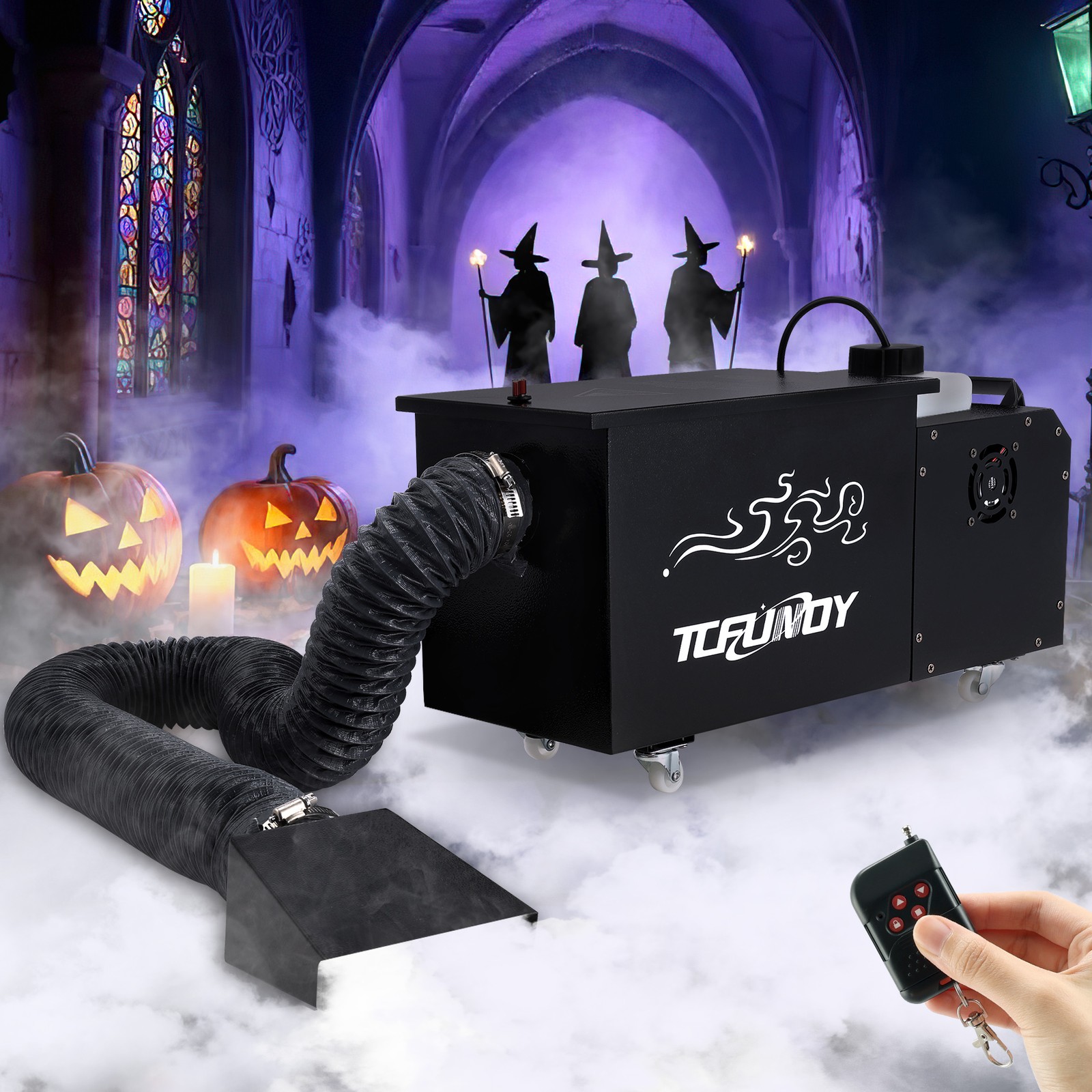 1500W Low Lying Fog Machine for Halloween Stage DJ Ground Fogger With DMX Remote