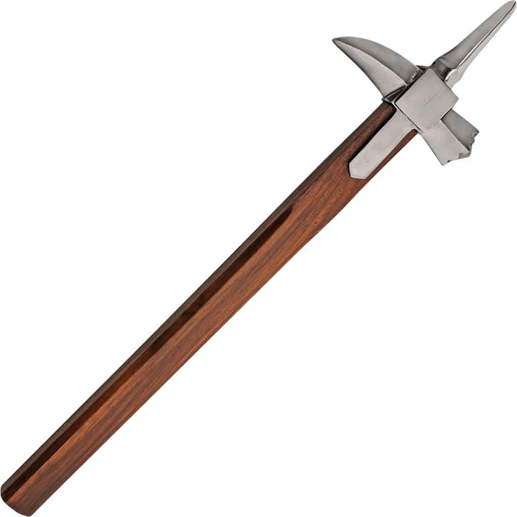 24" lucerne war hammer hand forged carbon steel head hardwood handle medieval