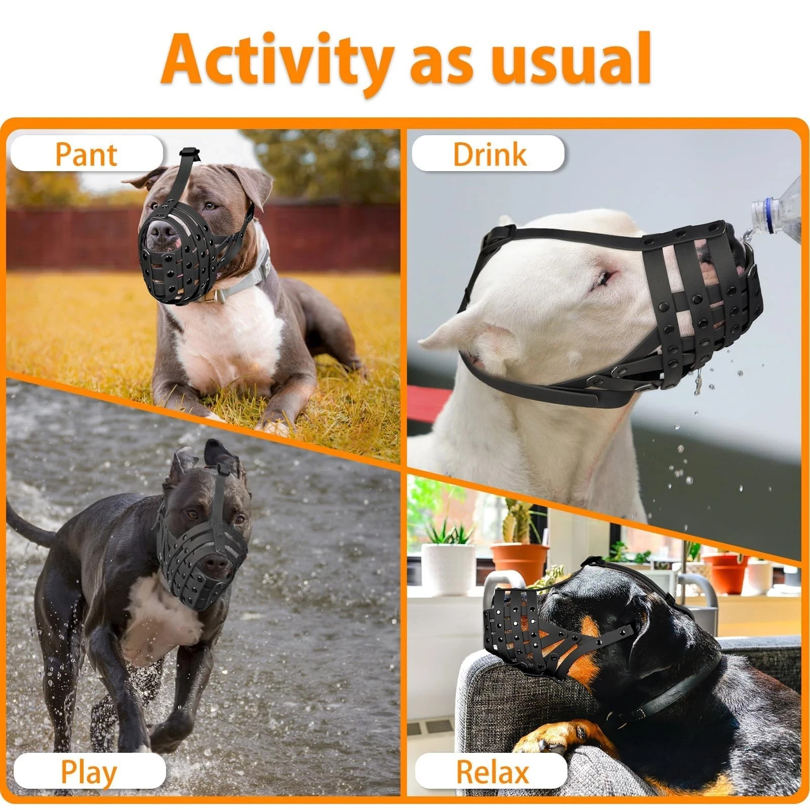 Pitbull Muzzle for Large Medium Sized Dogs to Prevent Biting Scavenging, Bask