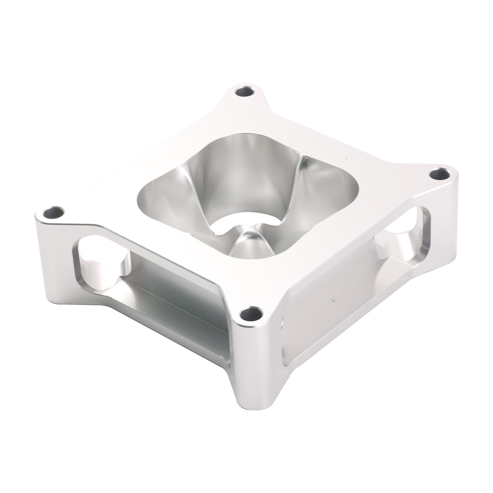 Silver 2-inch Aluminum 4150 CNC Machined Carburetor Spacer Square Bore 4 Port US