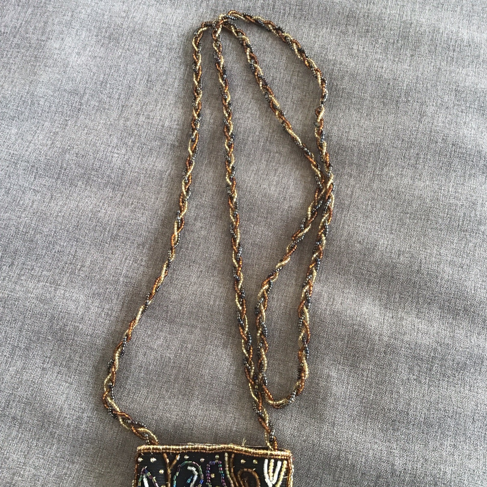 Flapper Boho Beaded Purse, VTG (1980-90s) Brown Small Pocket Purse - Never Used