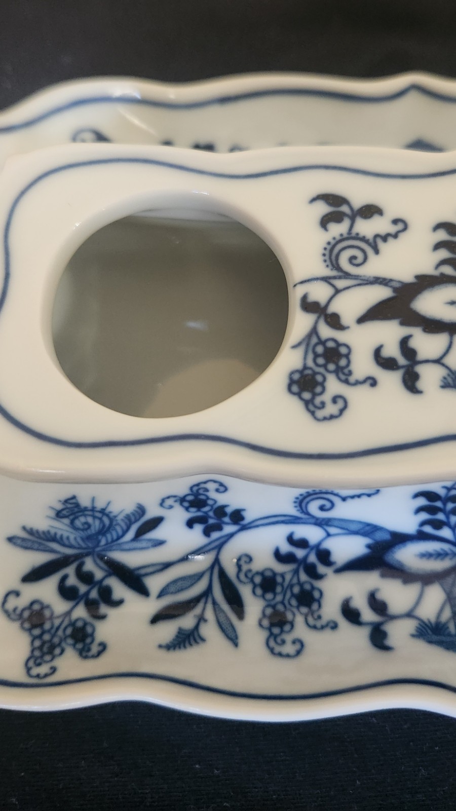 Blue Danube Onion Double Inkwell Set With 2 Lids