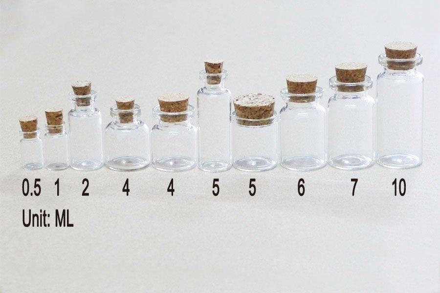 Wholesale Small Bottle With corks 0.5ml - 10ml Tiny Clear Glass Bottles Vial New