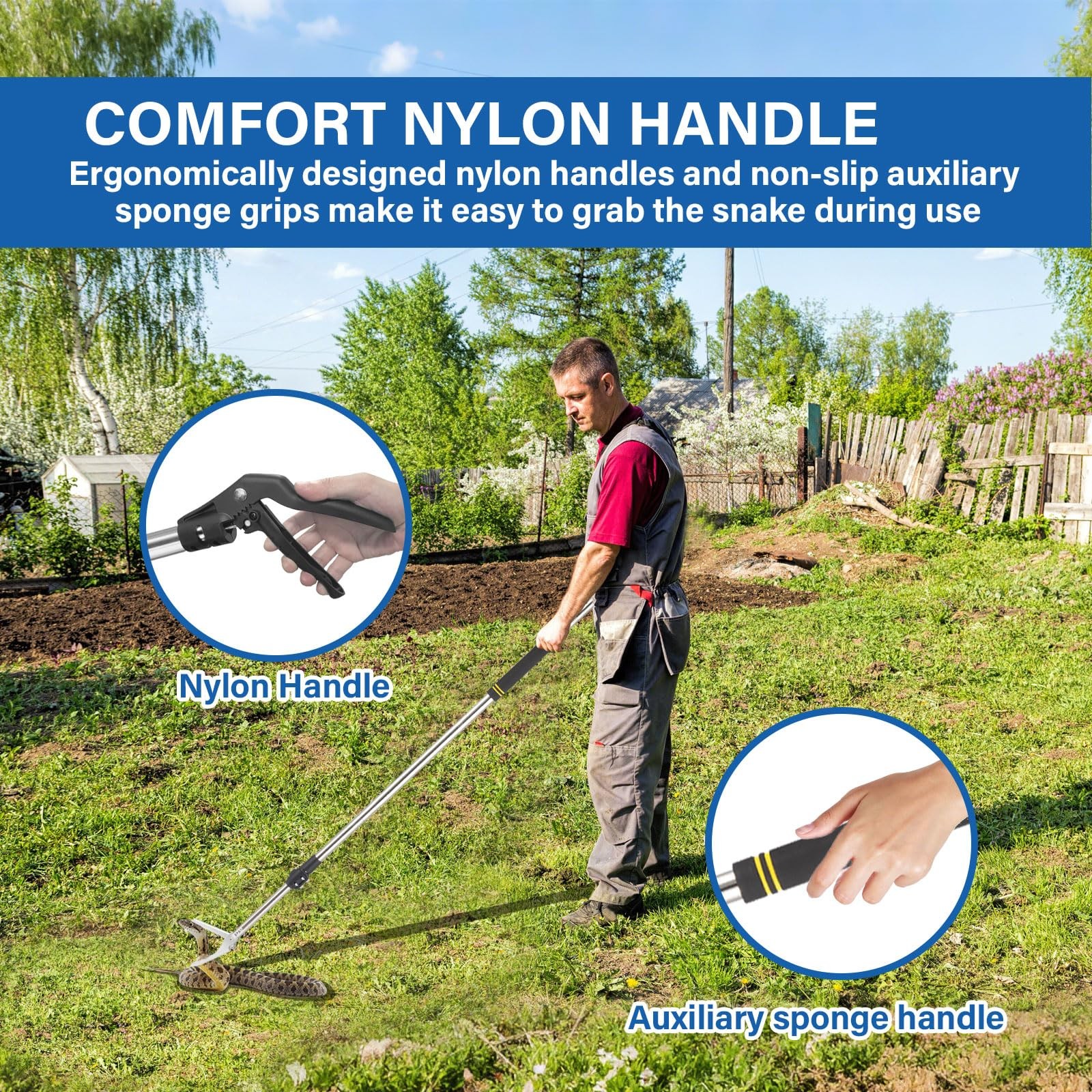 69" Snake Grabber Tool - Extra Long Stainless Steel Tongs for Rattlesnake Reptil