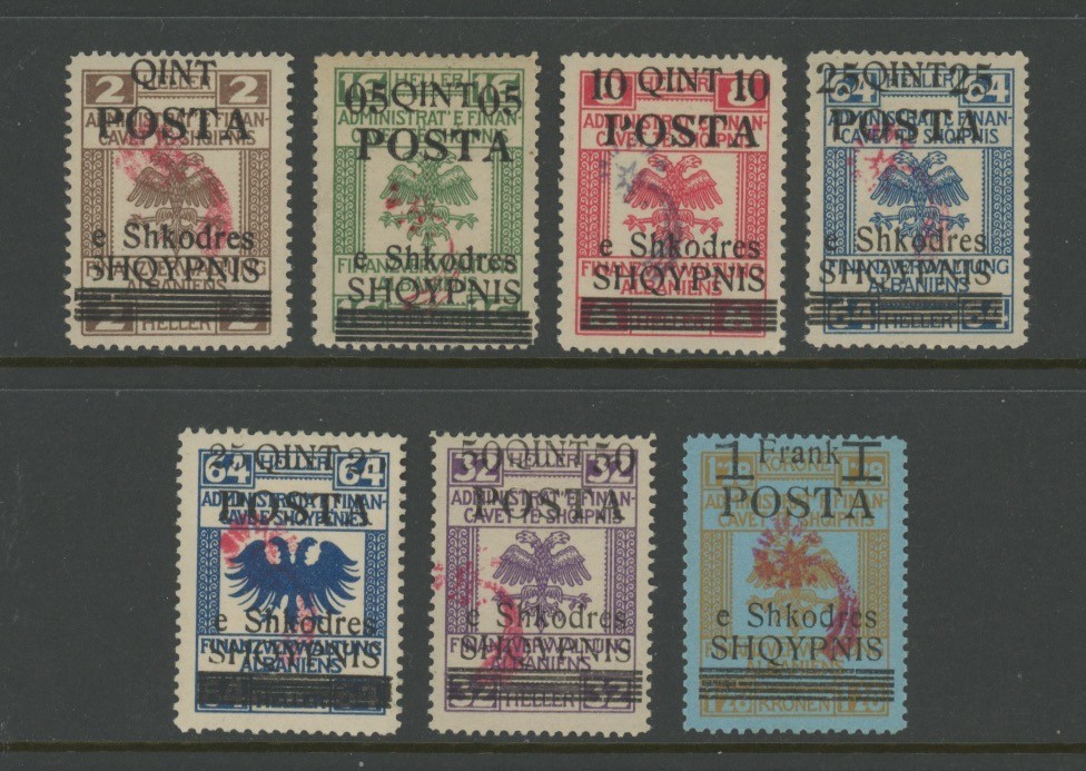 Albania Albanien 1919 Shkoder Comet Overprints Scott 91-97 Mint* VF