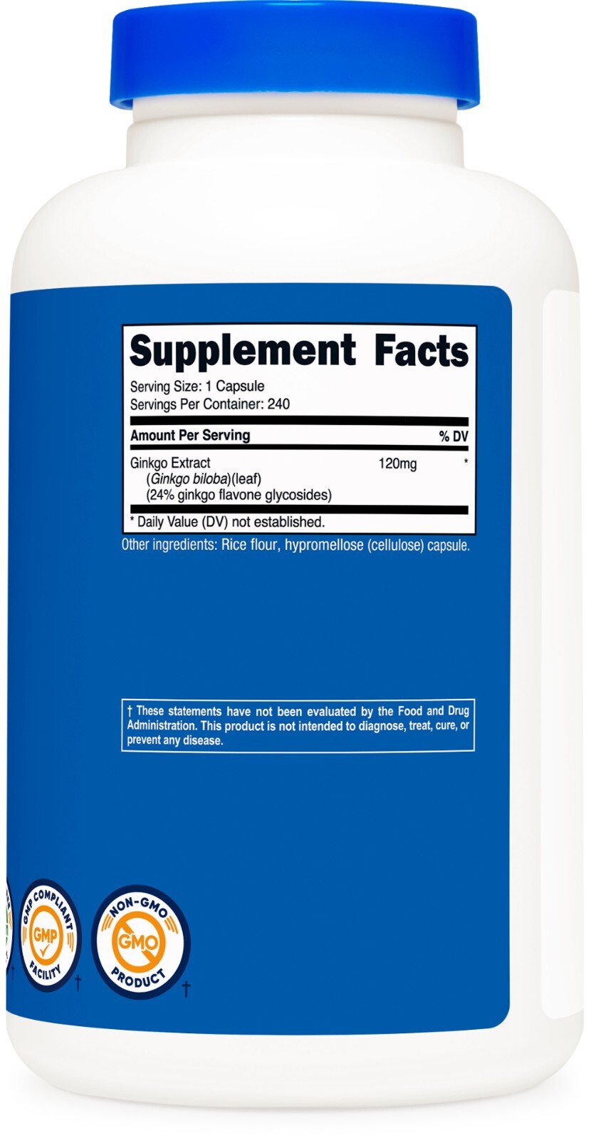 Nutricost Ginkgo Biloba Extract 120mg, 240 Capsules - Gluten Free & Non-GMO