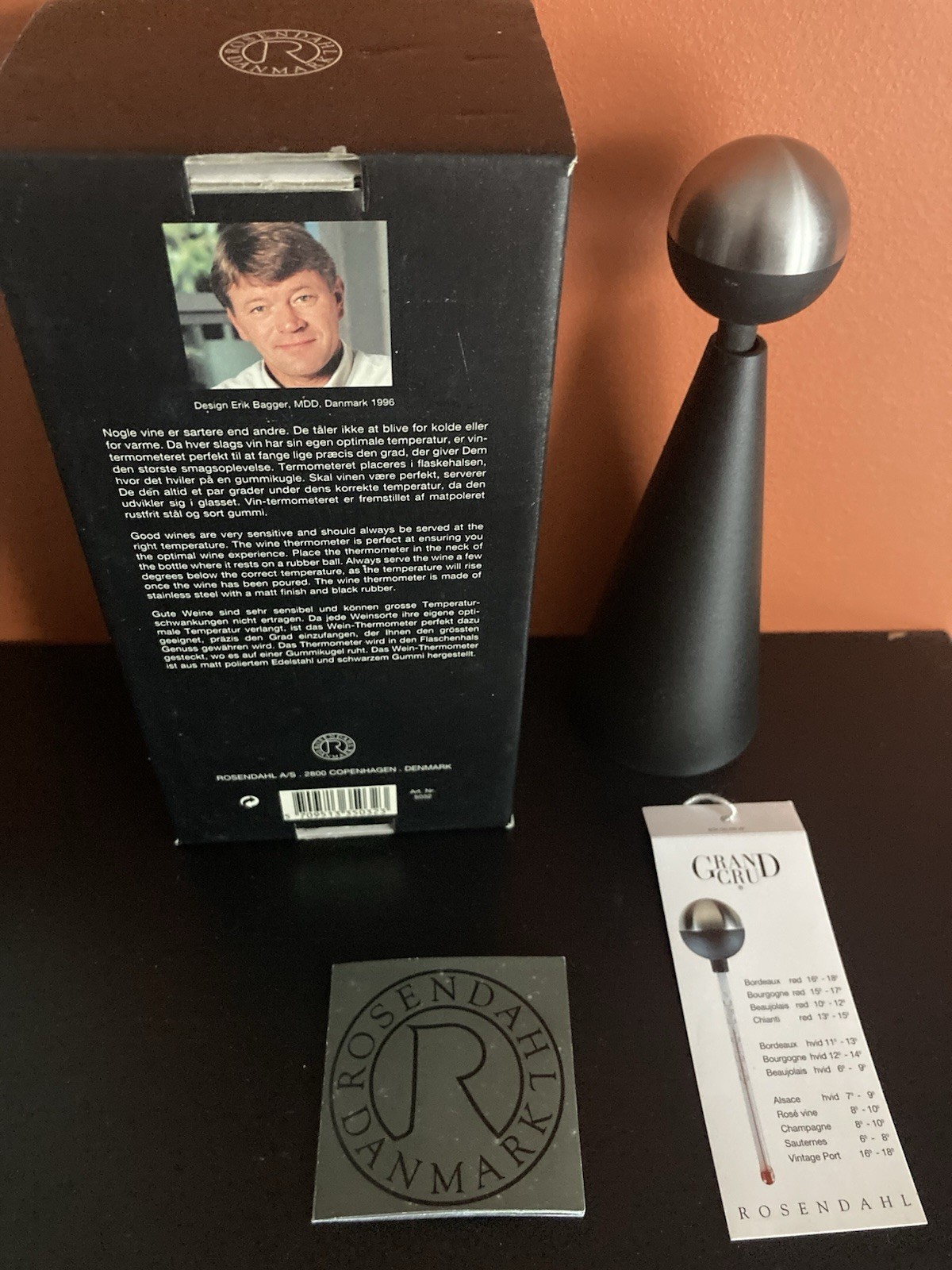 Rosendahl Grand Cru Denmark Wine Thermometer Modernist, Erik Bagger