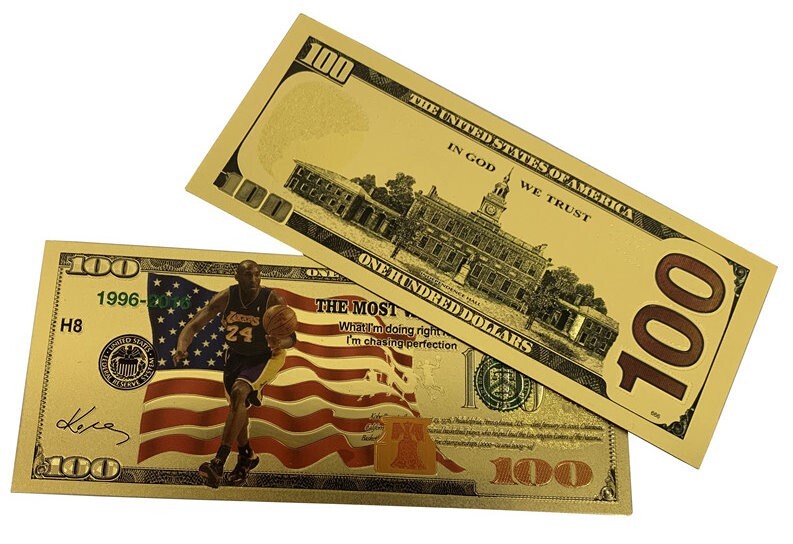 Kobe Bryant 14K Gold USA $100 Bill Set of 4 MVP Lakers 2016 Nice Set FREE SHIP!