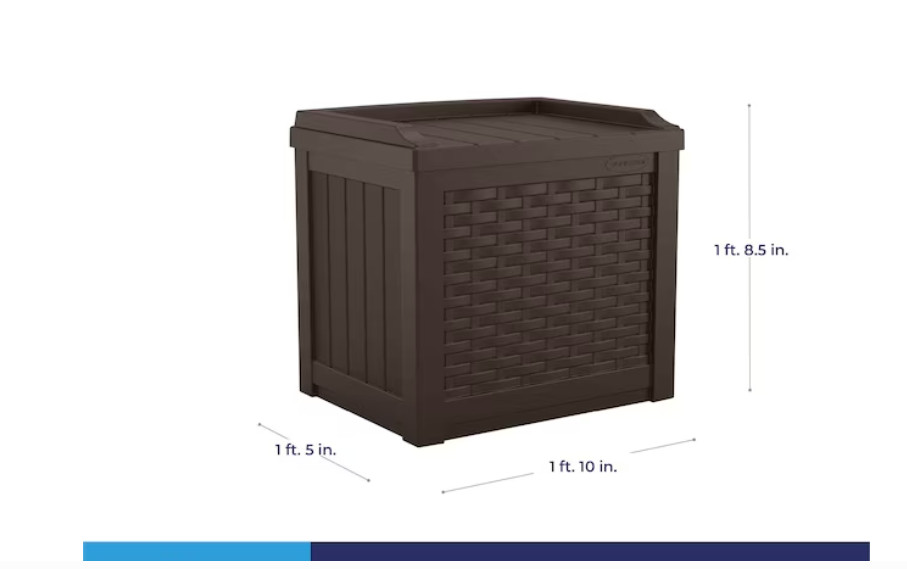 Suncast Outdoor Storage 22-Gallon Java Plastic Deck Box