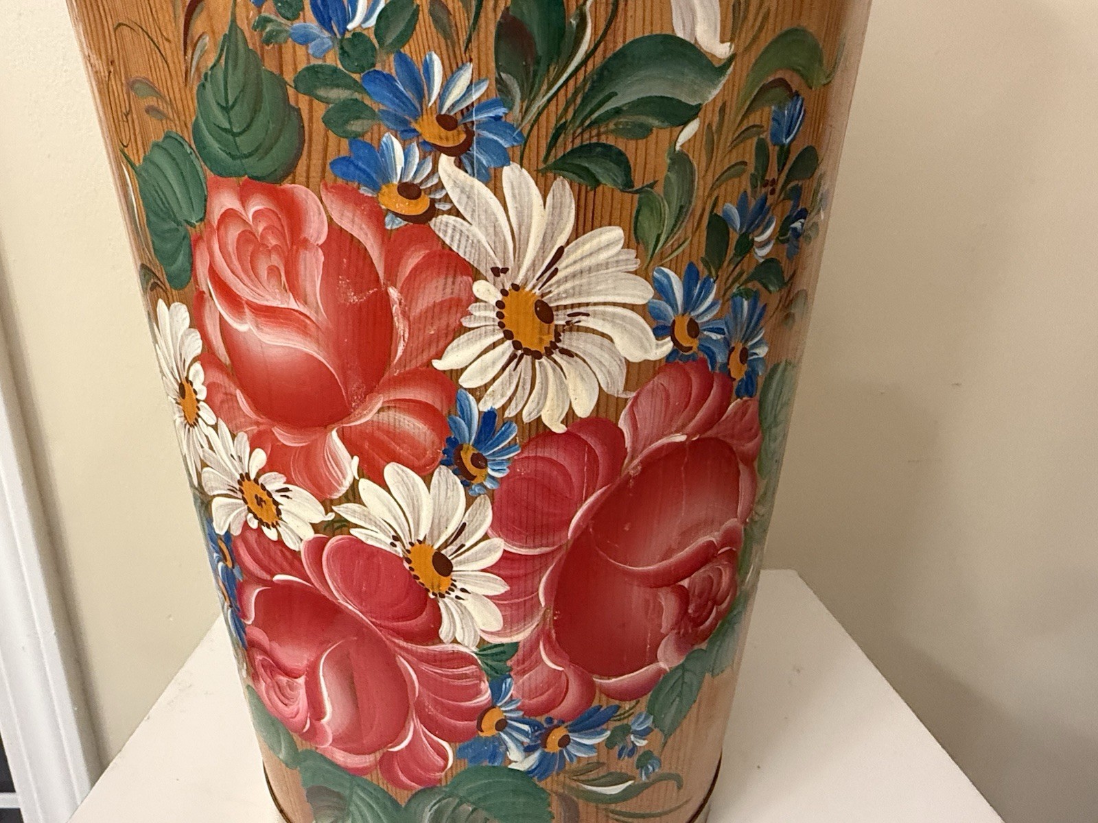 VTG Wood Umbrella Cane Plant Stand Handcrafted Painted Country Farmhouse 24"