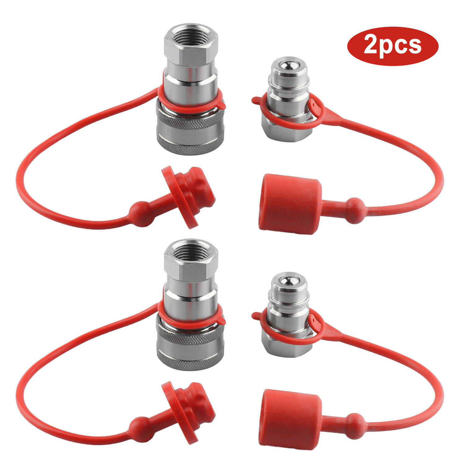 1/2" Ag Hydraulic Quick Connect Couplers Couplings, Ball Pioneer Style 2 Sets