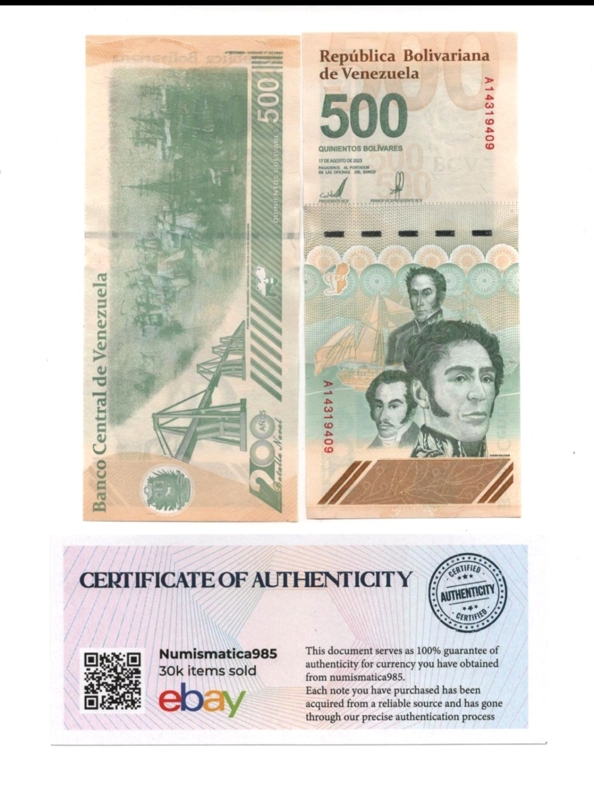 Venezuela 500 Digitales NEW CURRENCY Bolivares , P-121, 500 Million 1 Pc COA