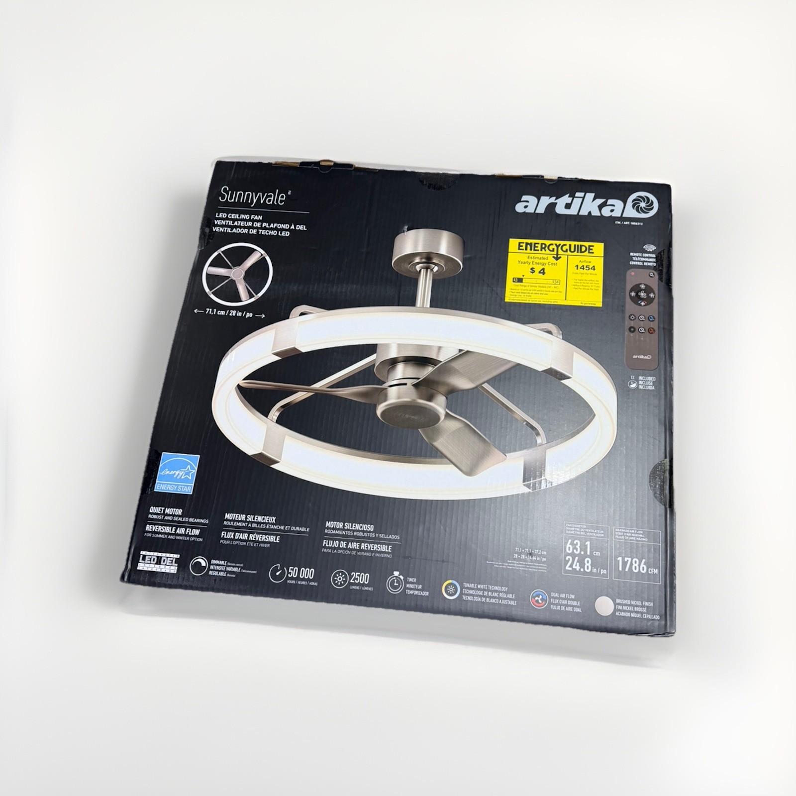 Artika Sunnyvale 28” Fandelier Ceiling Fan LED Light Remote Quiet Dimmable