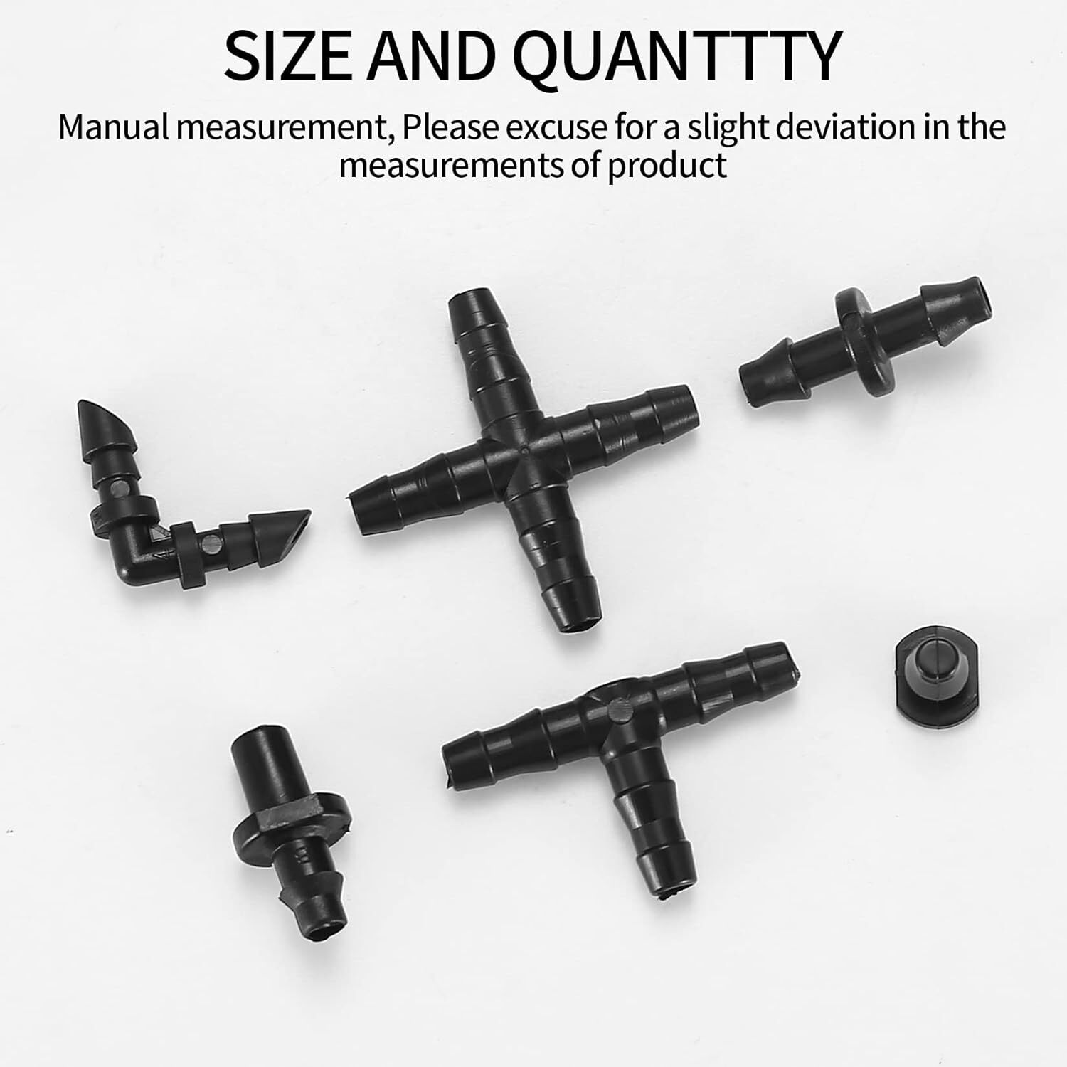 300 Pcs Irrigation Fittings Kit, Drip Irrigation Barbed Connectors 1/4'' Tubing
