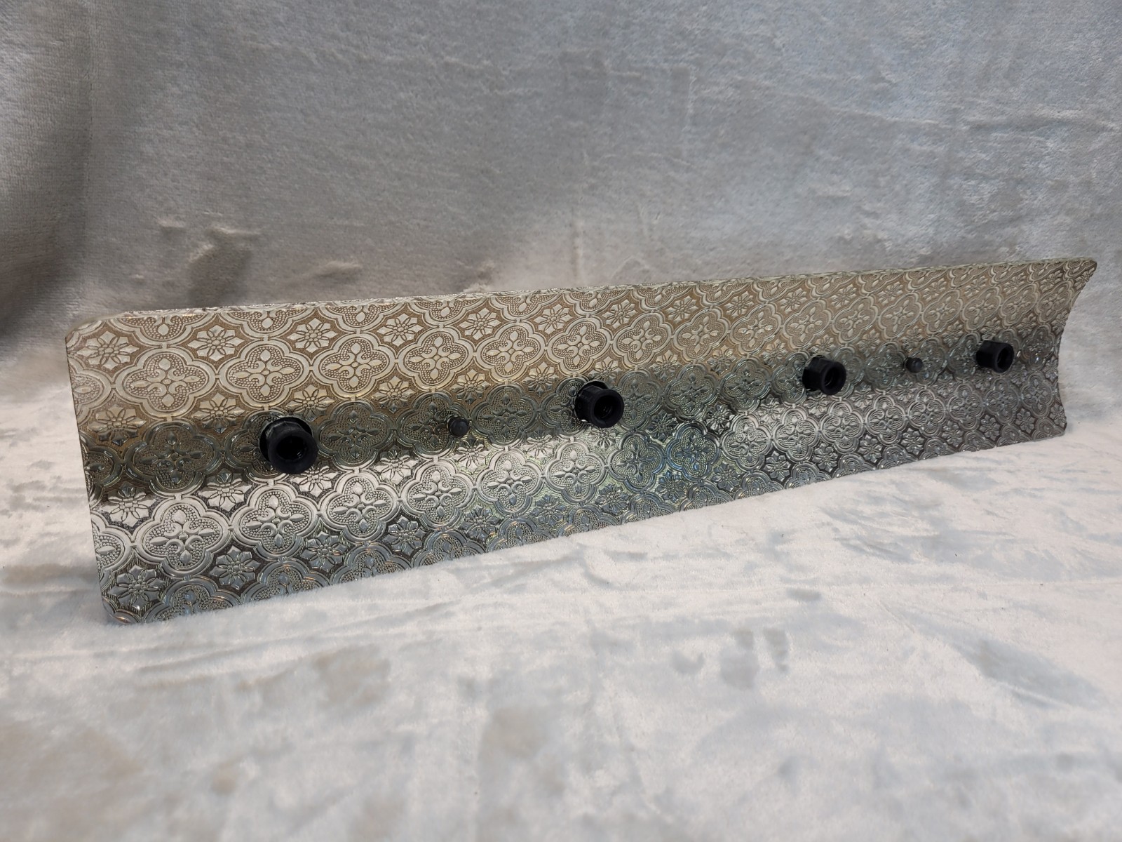 Vtg Bathroom Vanity U Bar 4-Light Fixture Glass Gold Overlay Quatrefoil Curved