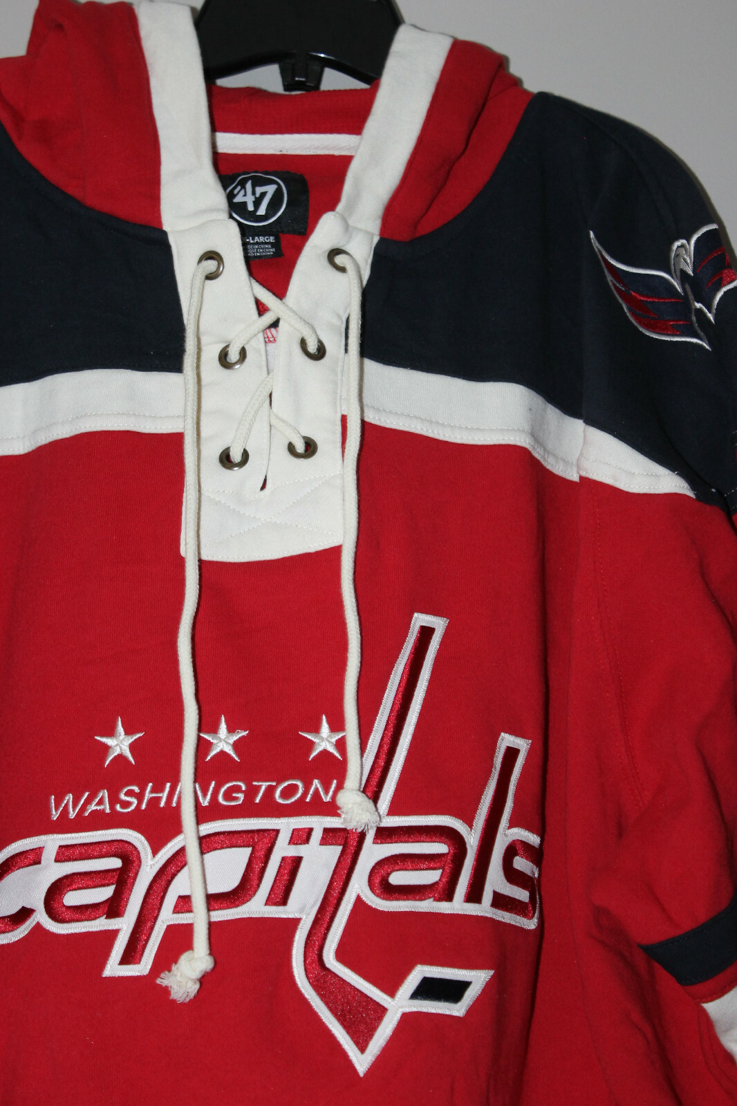 New NHL Washington Capitals Lacer jersey style mid weight cotton hoodie men XXL