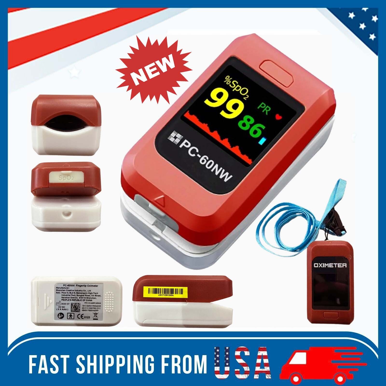 Fingertip Pulse Oximeter Finger Blood Oxygen Meter SpO2 PR Heart Rate Monitor