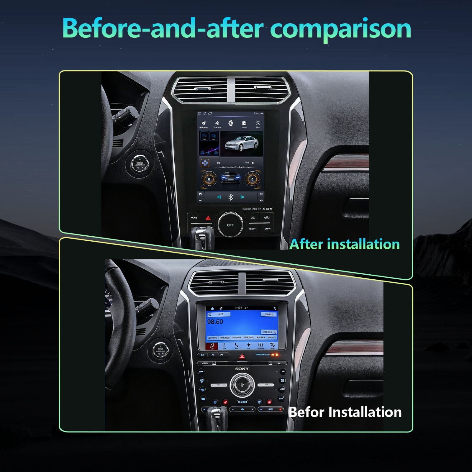 9.7" Tesla Screen For 2011-2019 Ford Explorer Car GPS Radio Navi Stereo Carplay