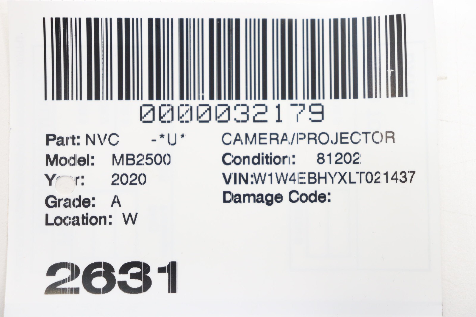 2019 - 2023 MERCEDES SPRINTER 2500 W907 LANE DEPARTURE NIGHT VISION CAMERA OEM