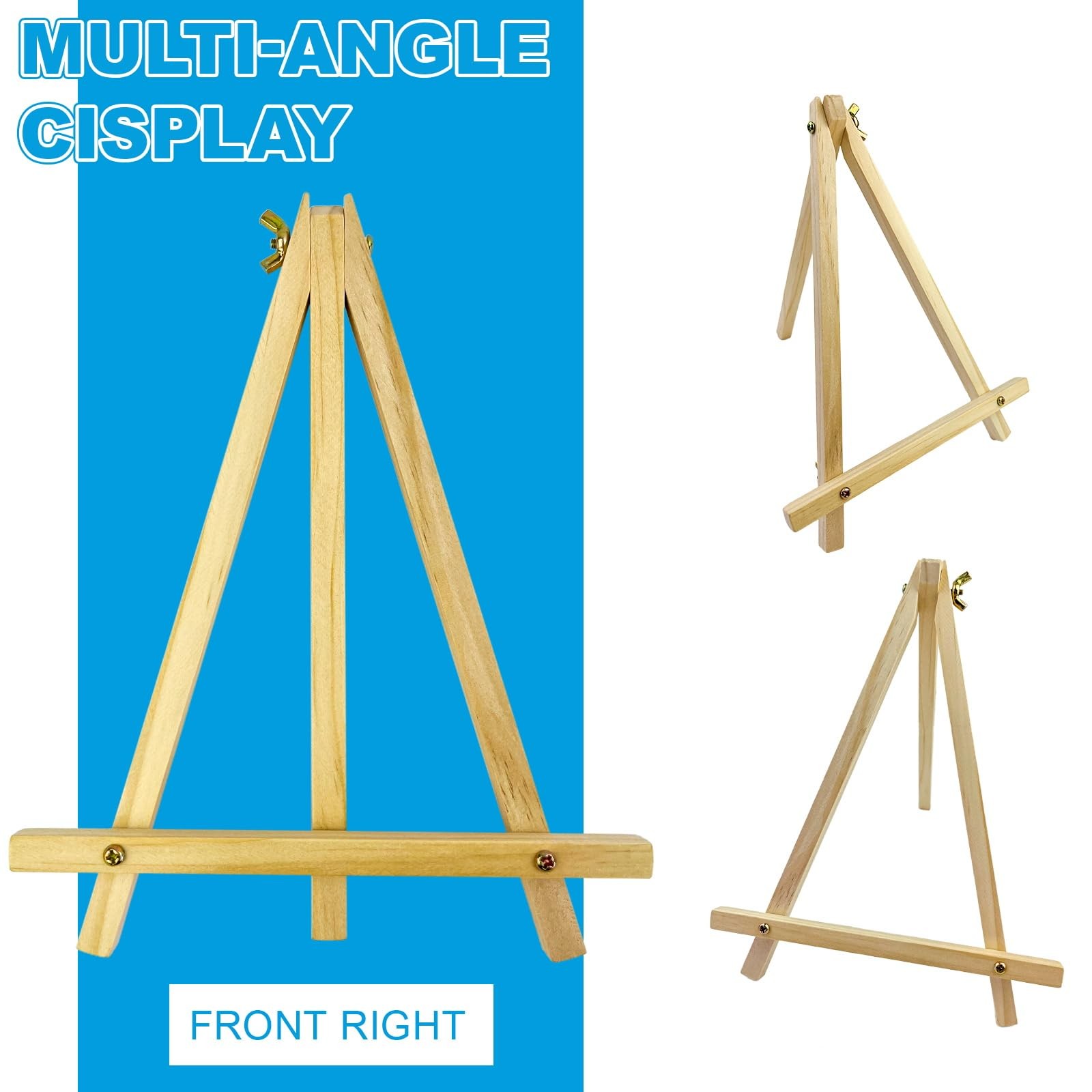 6 Pack 9 Inch Wood Easels, Tripod, Table Top Easels for Painting, Art Craft Pain