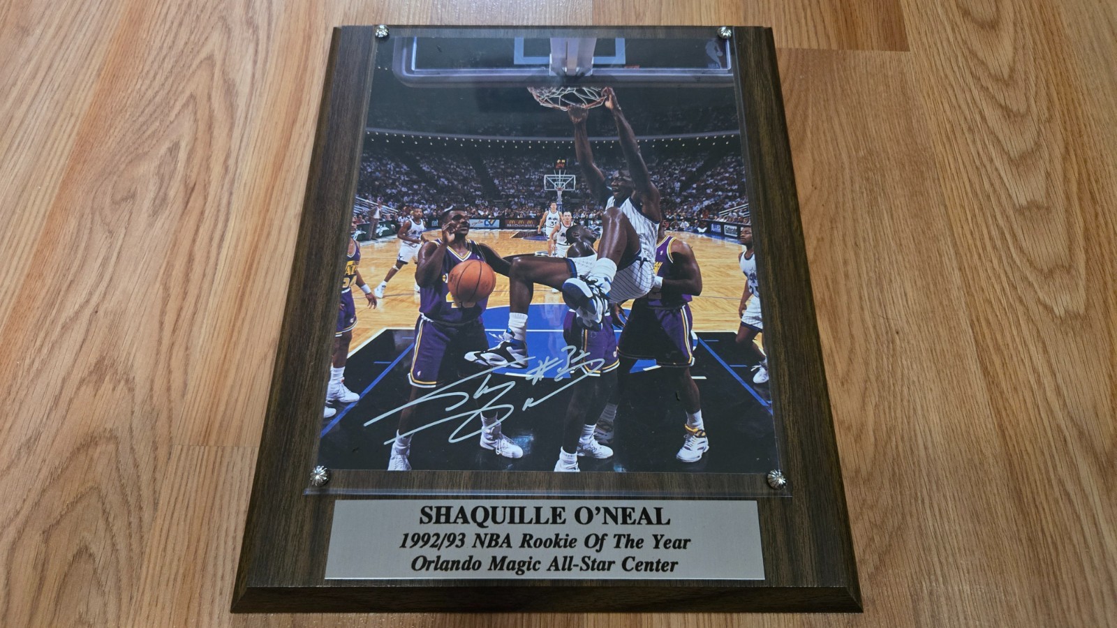 SIGNED Shaquille O'Neal Wall Plaque Shaq Rookie of the Year 1993 Orlando Magic