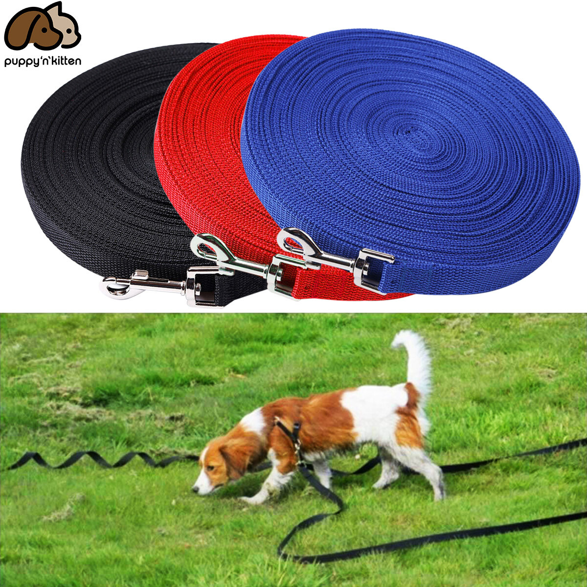 Dog Leash Long Obedience Recall Foot Feet Training Lead 6/15/23/33/50/100 FT