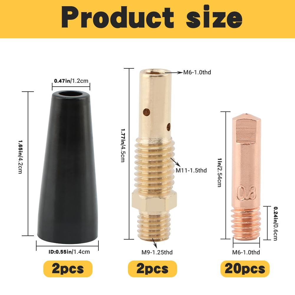 24PCS Flux Core Gasless Nozzle Welding Kit,KP1939-1 Flux Core Gasless Nozzle