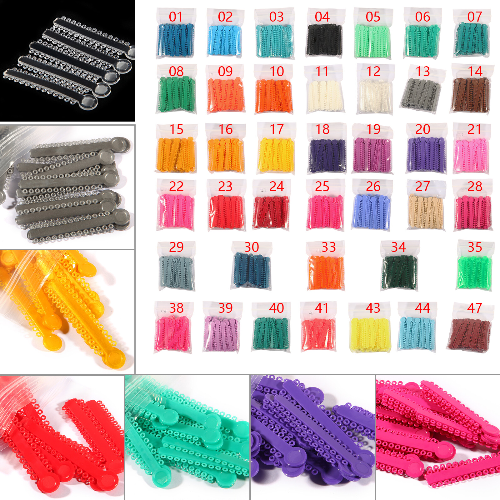 1040 Pcs Dental Ortodoncia Elástico Ligaduras Bandas de Goma para Brackets