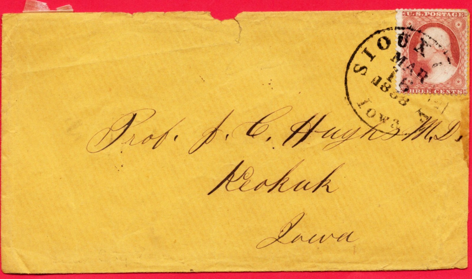 U.S. Scott : 26 with circle cancel : Sioux City, Iowa. ( 1858 )  /  MB- 747