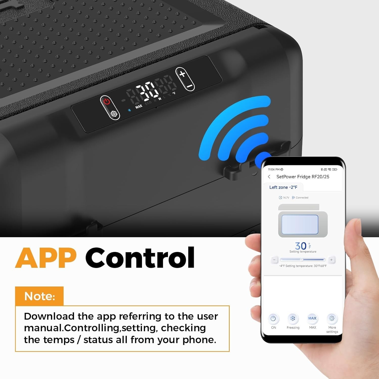 12 Volt Car Refrigerator Portable Freezer 21QT Truck RV Fridge APP Control