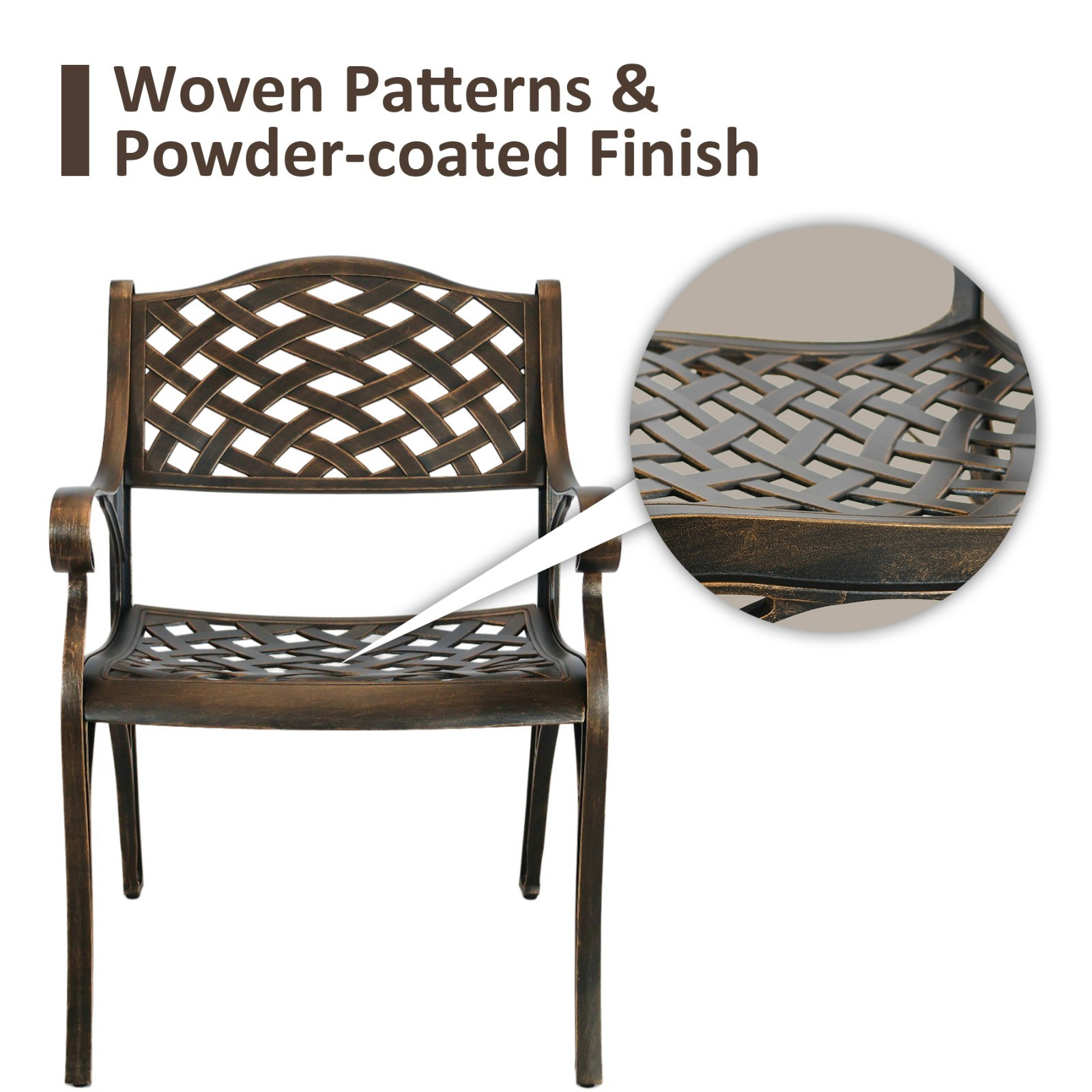 5 Pieces Patio Dining Set Cast Aluminum Patio Table and Chairs Set 4 ,Bronze