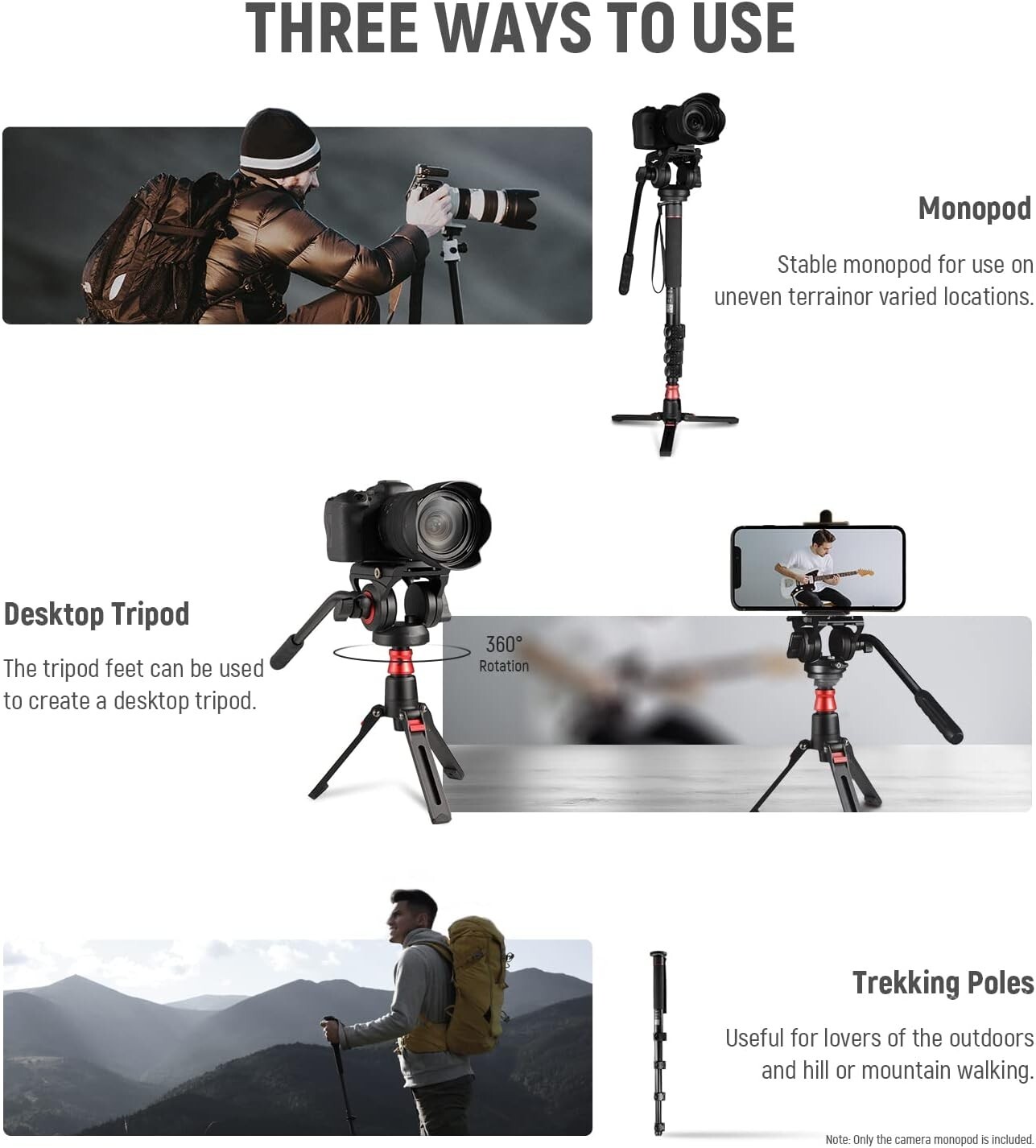 Neewer Professional Camera Monopod with Feet, 179cm Telescopic Portable Aluminum