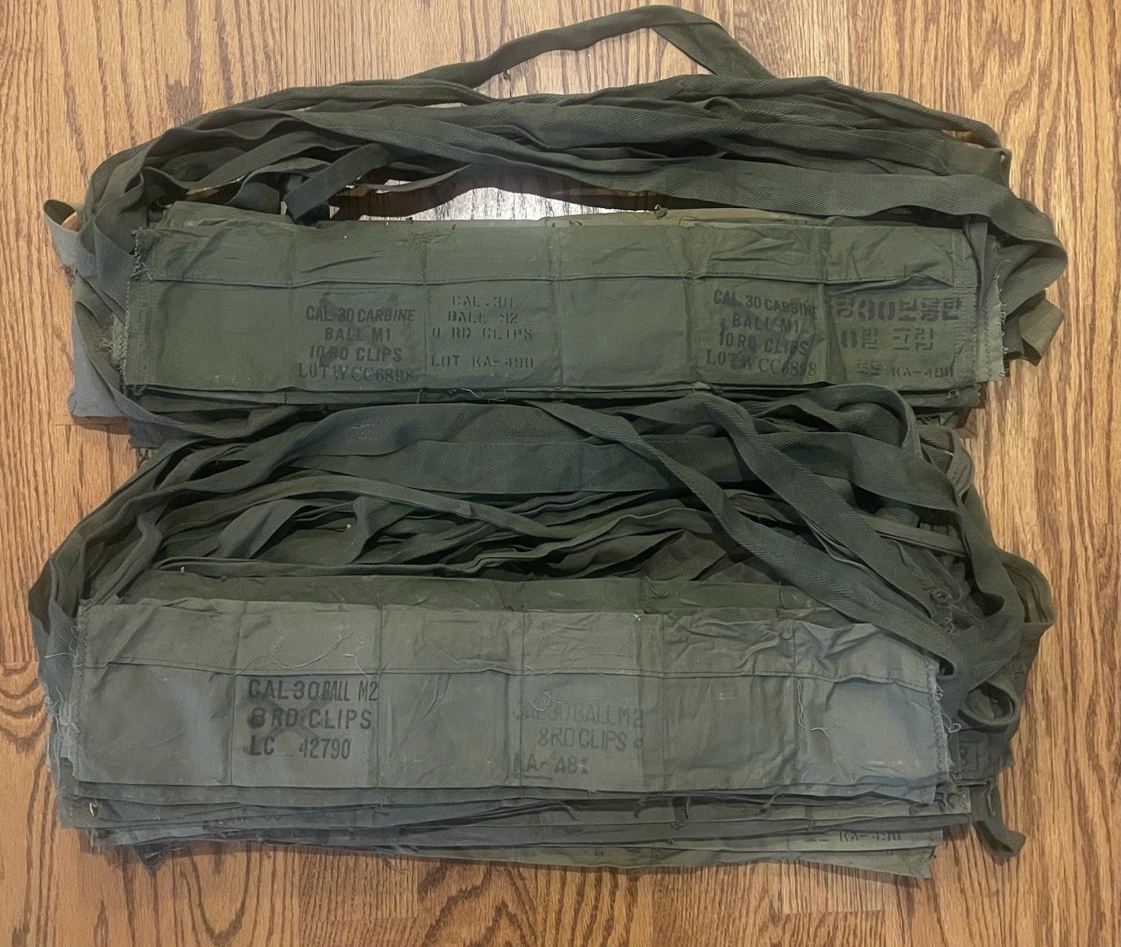 US Military M1 Garand Cloth Ammo Bandolier LOT OF 5 w/ROK Marks