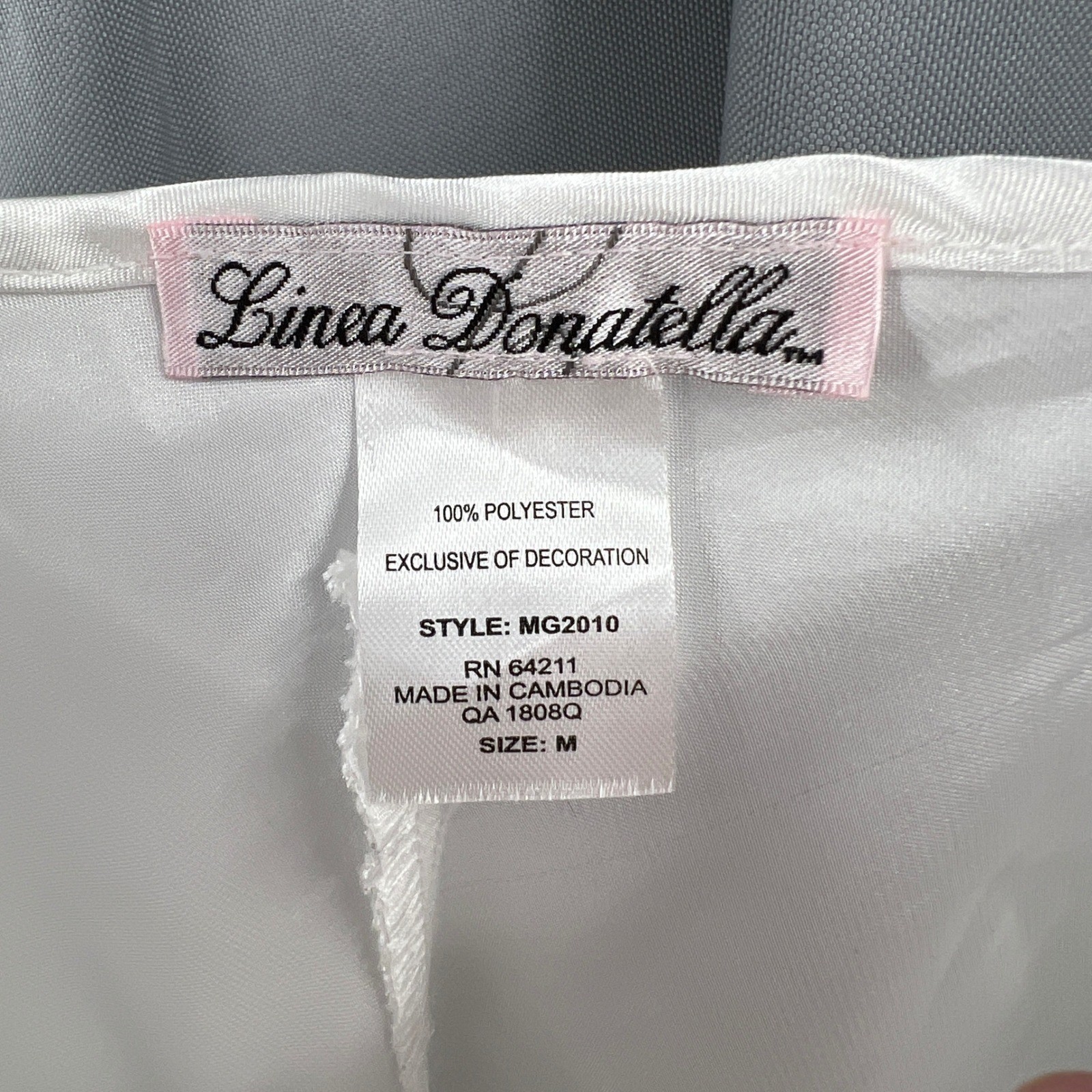 Linea Donatella White Satin Slip Nightgown Lace Beaded Bridal Size M New