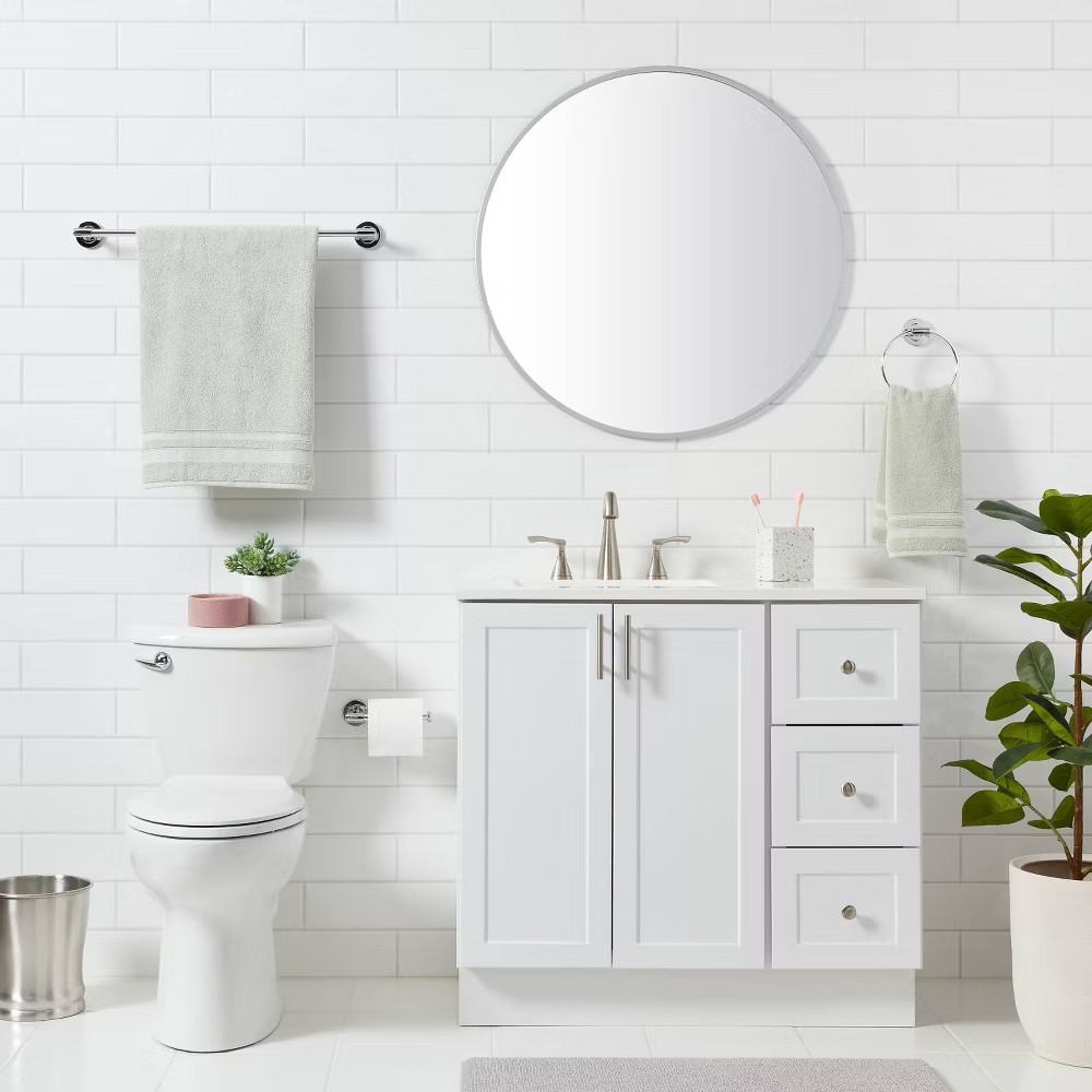 3pc Clean Bath Hardware Set Chrome - Threshold: Includes Towel Ring, Tissue